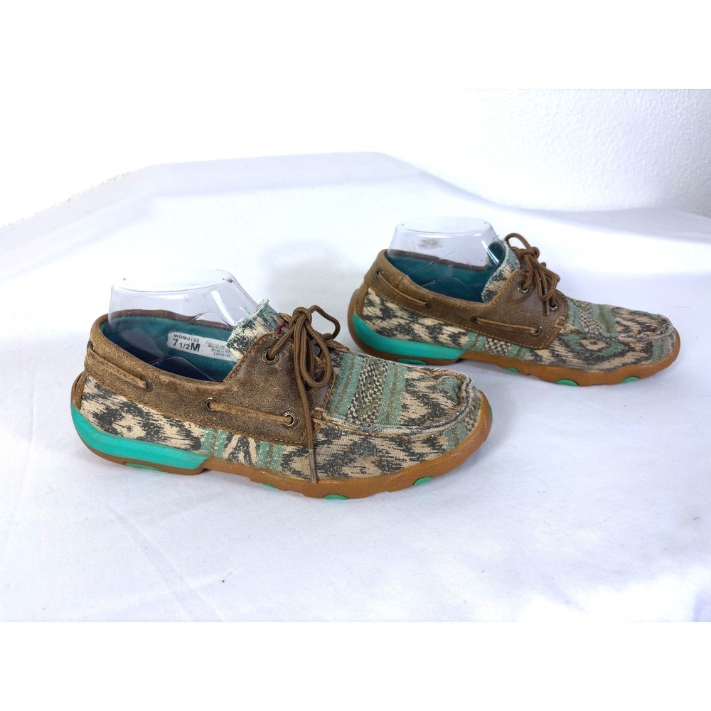 Twisted X Southwestern Lace Up Moc Toe Moccasins Boat Shoes Size 7.5 Comfort - Picture 2 of 7